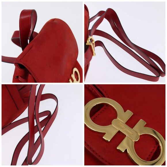 Salvatore Ferragamo Vala Backpack Leather Red Gold Auth 145505 main image 7